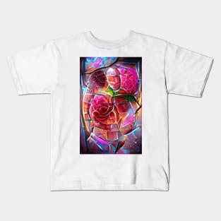 Stained Glass Roses Kids T-Shirt